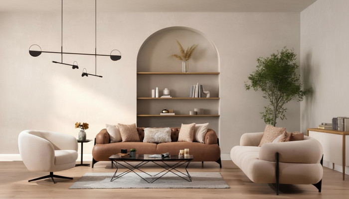 Sofagarnitur 3+3+1 Sitzer Textil Holz Sofa 3 Sitzer Modern Sessel Neu Komplett Set