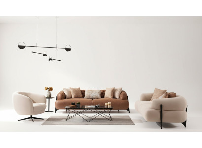 Sofagarnitur 3+3+1 Sitzer Textil Holz Sofa 3 Sitzer Modern Sessel Neu Komplett Set