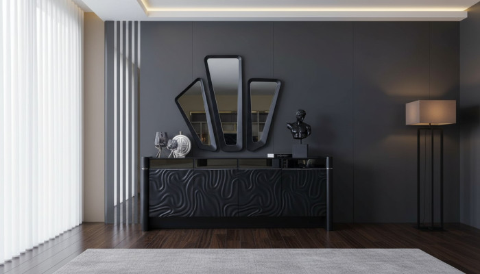 Sideboard 3x Spiegel Anrichte Luxus Garnitur Kommode Holz Kommoden Modern