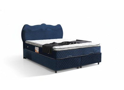 Bett Design Betten Luxus Blau Polster Schlafzimmer Möbel Luxus Modern Boxspring