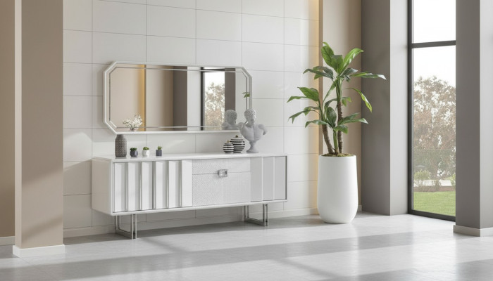 Gruppe Sideboard Spiegel Kommode Schränke Holz Möbel Weiß Wohnzimmer