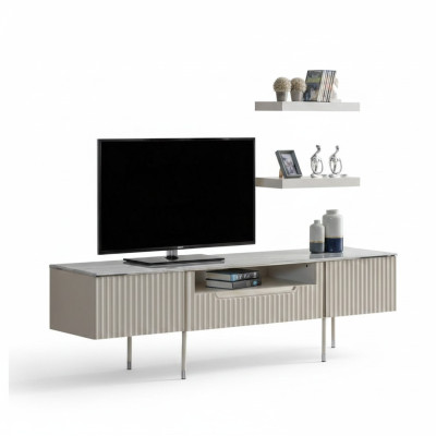 Rtv mit 2x Regale Lowboard Sideboard Tisch Wohnzimmer Modern Holz Design