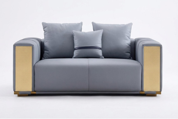 Luxus Wohnzimmer Sofa 2 Sitzer Polstersofa Blau Textil Sitz Design Couch Modern