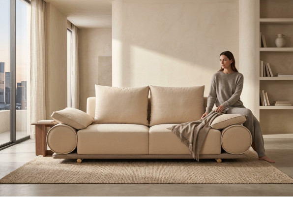 Modern Sofa 3 Sitzer Weiß farbe Designer Polstersofa in Wohnzimmer neu