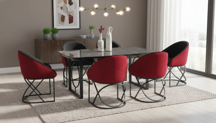 Komplett Set Esstisch 6x Stühle Esszimmer Set Ess Gruppe Tisch Tische 7tlg