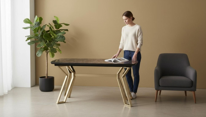 Luxus Esstisch Esszimmer Tisch Metall Gold Tische Esstische Möbel