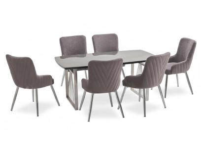 Modern 6x Stühle Polsterstuhl Luxus Sessel Beige Stuhl Lehnstuhl Esszimmer