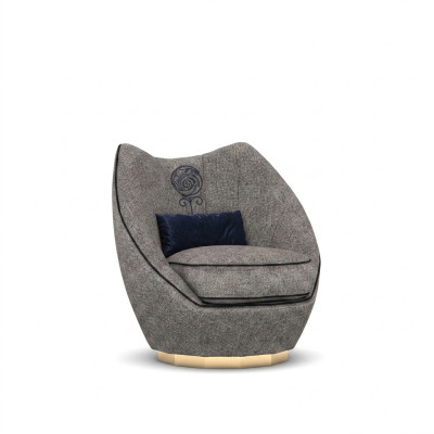 Luxus Grau Sessel Polster Textil Wohnzimmer Polstermöbel Modern Einrichtung