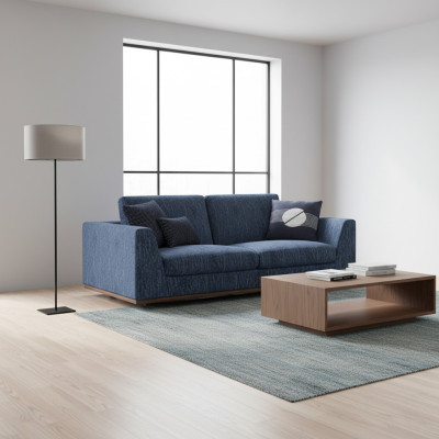 Wohnzimmer Blau Zweisitzer Sofa Couch Modern Design Stoffsofa Textil