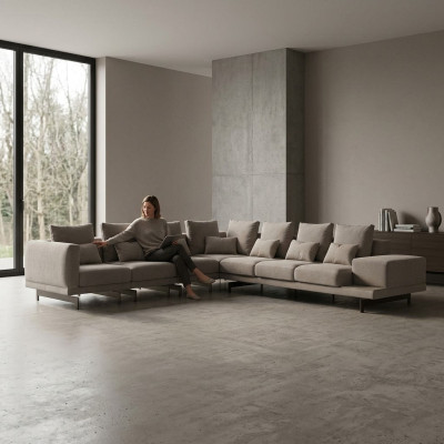 Wohnzimmer Luxus Einrichtung Ecksofa L-Form Polstermöbel Sofa Couch