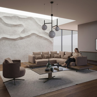 Wohnzimmer Designer Möbel Luxus Garnitur Ecksofa L-Form Einrichtung Couchtisch