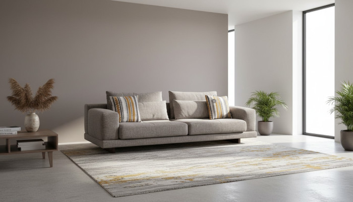  3-Sitzer Modern Stil Designer Wohnzimmer Stoffsofa mit Kissen Rückenkissen
