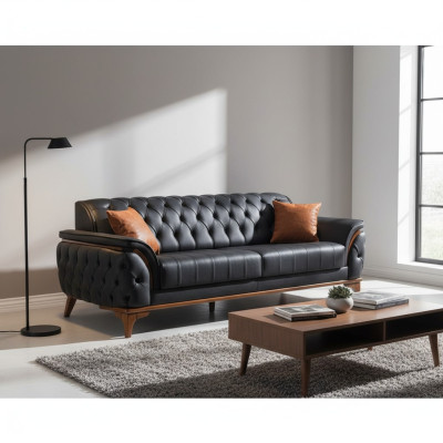 Luxuriöse Blaue Chesterfield Couch Moderner 3-Sitzer Luxus Sitz Möbel