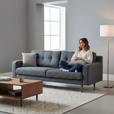 Moderner Grauer Dreisitzer Luxuriöses Wohnzimmer 3-Sitzer Luxus Möbel
