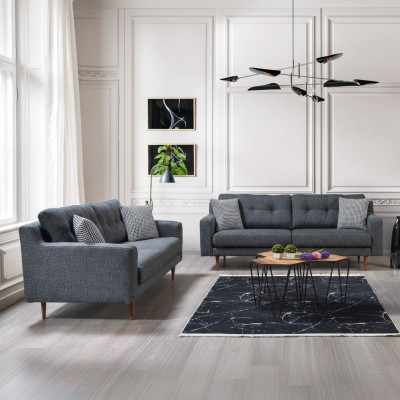 Graue Wohnzimmer Couchgarnitur Luxuriöse 2x Polstersofas Textil Möbel