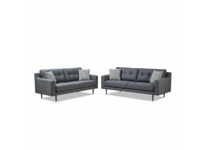 Graue Wohnzimmer Couchgarnitur Luxuriöse 2x Polstersofas Textil Möbel