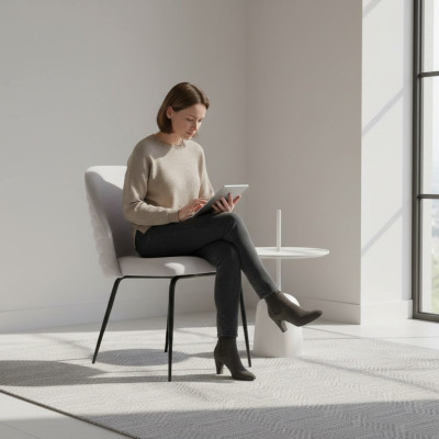 Weißer Edelstahl Stuhl Luxuriöser Polster Einsitzer Designer Küchenstuhl