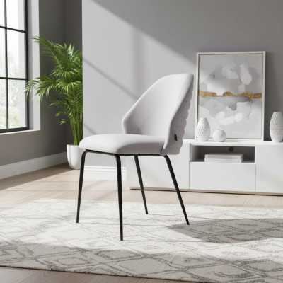 Weißer Edelstahl Stuhl Luxuriöser Polster Einsitzer Designer Küchenstuhl