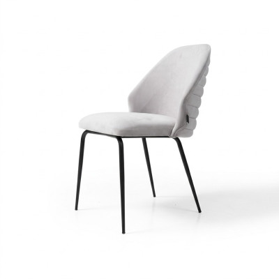 Weißer Edelstahl Stuhl Luxuriöser Polster Einsitzer Designer Küchenstuhl