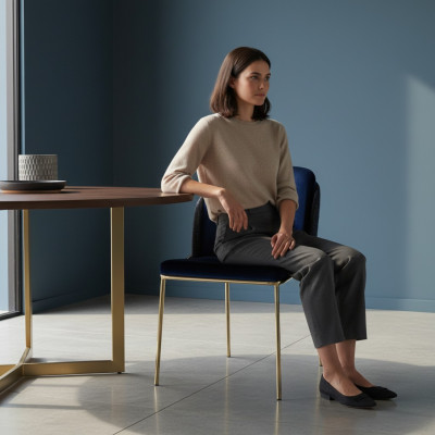 Blauer Edelstahl Küchenstuhl Luxus Esszimmer Sitzer Stilvolle Stühle
