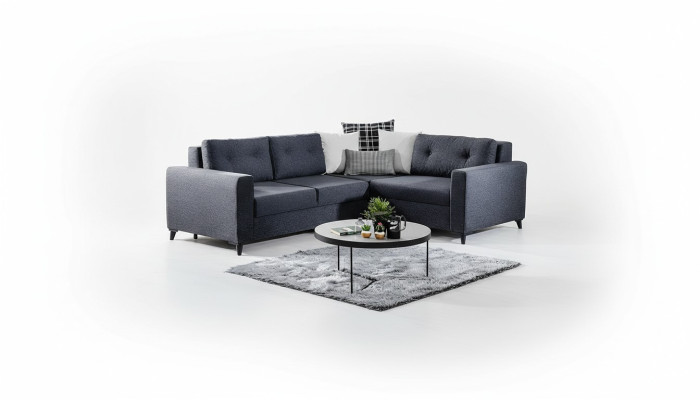 Dunkelgraues Polstersofa Designer Ecksofa Bettfunktion Wohnzimmer Sofa