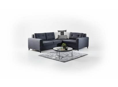 Dunkelgraues Polstersofa Designer Ecksofa Bettfunktion Wohnzimmer Sofa
