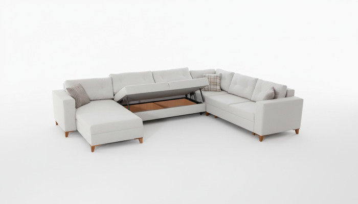 Weißes U-From Sofa Wohnzimmer Eckcouch Stoffsofa Luxuriöse Möbel Neu