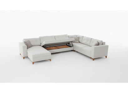 Weißes U-From Sofa Wohnzimmer Eckcouch Stoffsofa Luxuriöse Möbel Neu