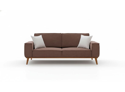 Brauner Textil Dreisitzer Wohnzimmer Stoffsofa Luxuriöse Polster Möbel
