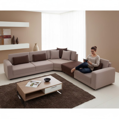 Modernes L-Form Sofa Wohnzimmer Polstercouch Stoffsofa Designer Möbel