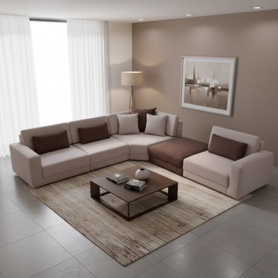 Modernes L-Form Sofa Wohnzimmer Polstercouch Stoffsofa Designer Möbel