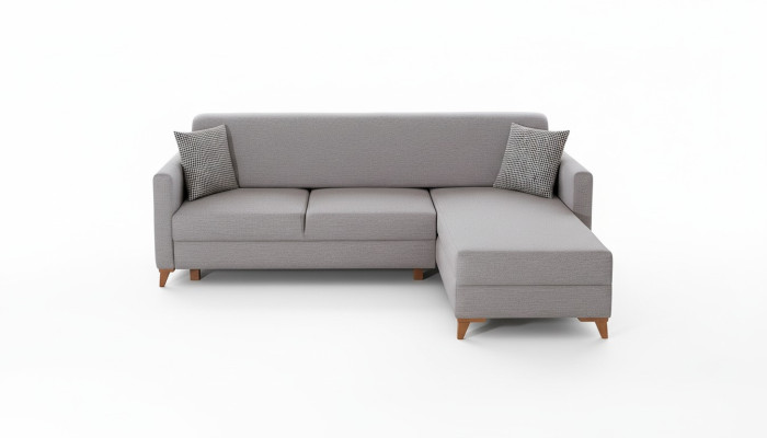 Hellgraues Stoffsofa Wohnzimmer Designer Couch Luxuriöses Ecksofa Neu