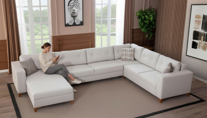 Stilvolles Wohnzimmer U-Form Sofa Designer Ecksofa Luxus Edle Couchen