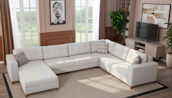 Stilvolles Wohnzimmer U-Form Sofa Designer Ecksofa Luxus Edle Couchen
