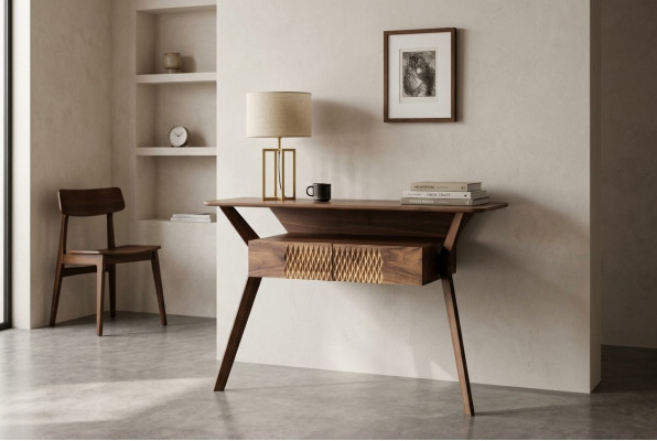 Wohnzimmer Luxus Konsolentisch Braun Holz Tisch Modern Design Konsole