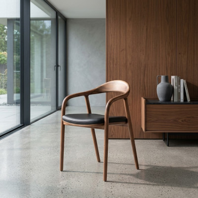 Designer Stuhl Holz Luxus Lehnstuhl Polster Stühle Esszimmer Leder