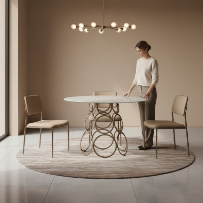 Esszimmertisch Esstisch Rund Küchentisch mit Metall Tischbeine 100×100cm Neu