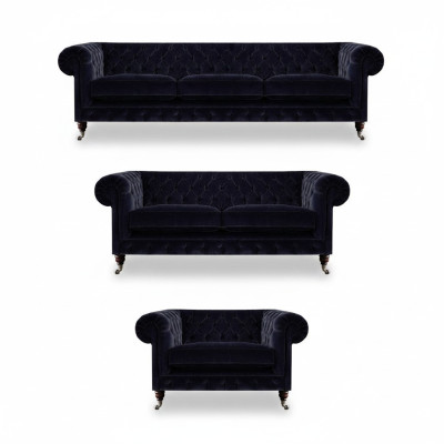Polstermöbel Sessel Sofagarnitur Dreisitzer mit Zweisitzer Sofas Chesterfield
