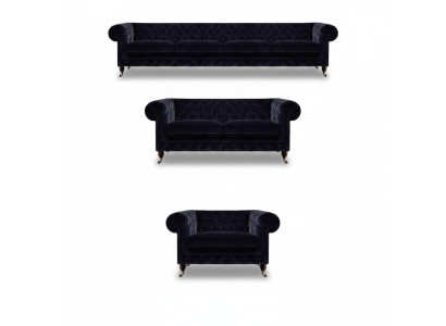 Komplett Wohnzimmer Blau Viersitzer mit Zweisitzer Sofas Neu Sessel Chesterfield