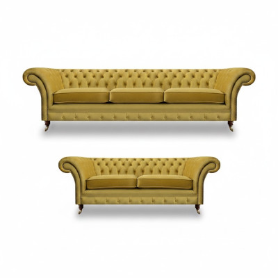 Wohnzimmer Modern Chesterfield Dreisitzer mit Zweisitzer Sofas Sofagarnitur