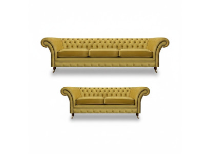 Wohnzimmer Modern Chesterfield Dreisitzer mit Zweisitzer Sofas Sofagarnitur