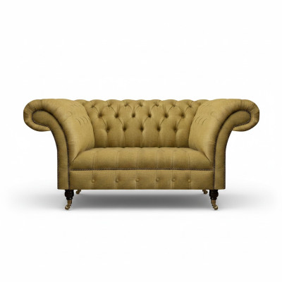 Gelb Chesterfield Zweisitzer Sofa Couch Wohnzimmer Möbel Luxus Polster Textil