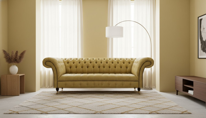 Chesterfield Dreisitzer Sofa Wohnzimmer Couch Einrichtung Luxus Textil