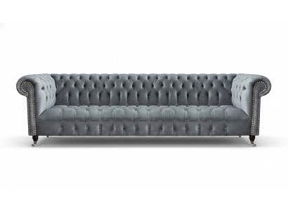 Chesterfield Luxus Viersitzer Grau Sofa Couch Wohnzimmer Einrichtung