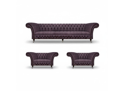 Chesterfield Design Luxus Polster Sofa Couch Sitz Garnitur Polster Stoff Textil