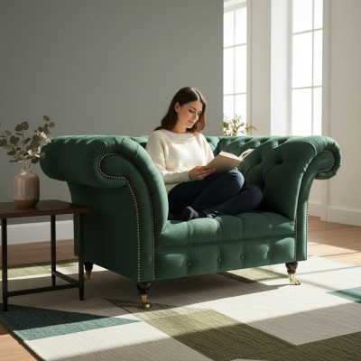 Wohnzimmer Sessel Luxus Polstermöbel Grün Polstersitz Chesterfield Neu