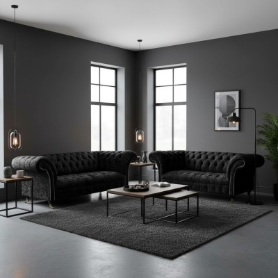 Neu Komplett Sofa Dreisitzer Couch Chesterfield Zweisitzer Sofas Wohnzimmer