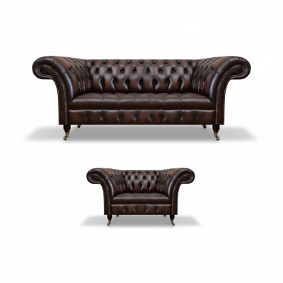 Wohnzimmer Set 2tlg Dreisitzer Sofa Couch Chesterfield Sessel Neu Polstermöbel