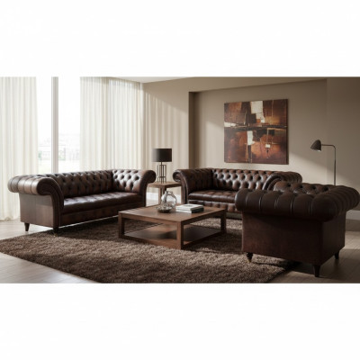Wohnzimmer Polstermöbel Chesterfield Sofas Couch Leder Luxus Sofa Set