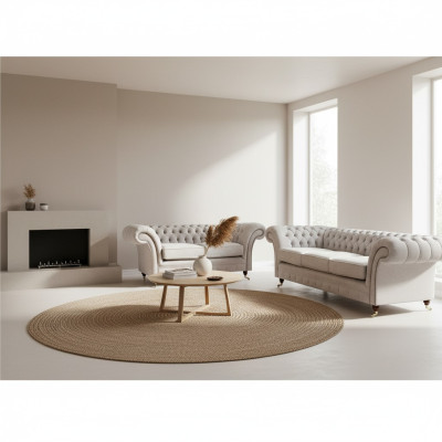 Luxus Set 2tlg Dreisitzer mit Zweisitzer Sofas Chesterfield Polstermöbel Sitz